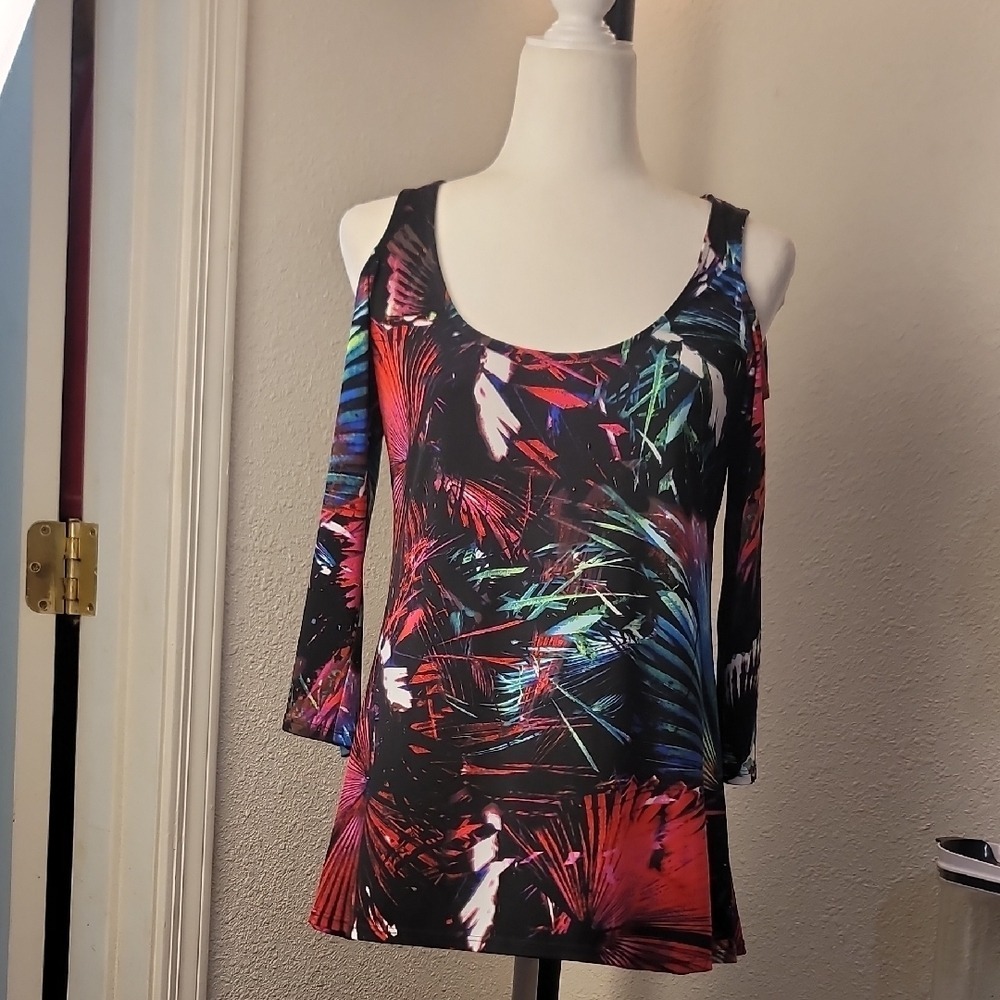 Maggy London Multicolor Abstract Blouse